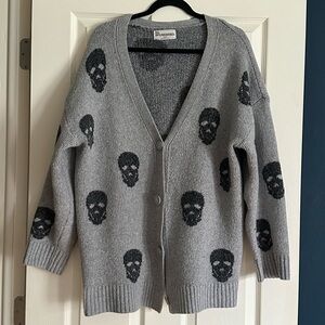 No Boundaries Gray Skull Cardigan